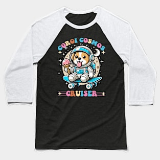 Corgi Skateboarding - Cosmic Corgi Skater Baseball T-Shirt